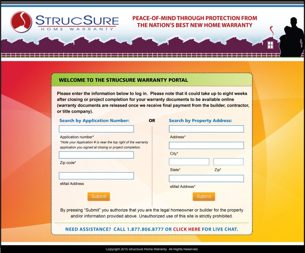 StrucSure Home Warranty Portal Screen Capture